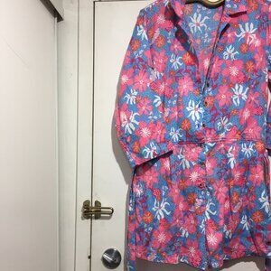 HATLEY FLORAL PRINT LINEN ROMPERS SIZE S